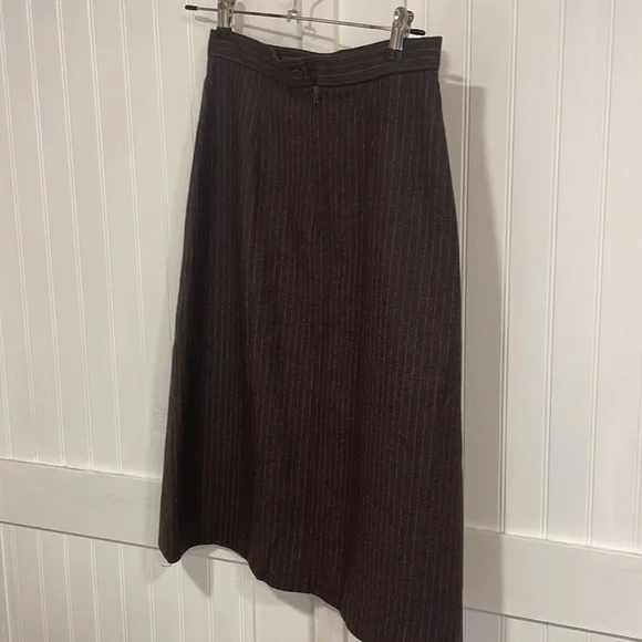 VINTAGE 70’s Union made brown pinstriped wool skirt size S - Picture 4 of 13